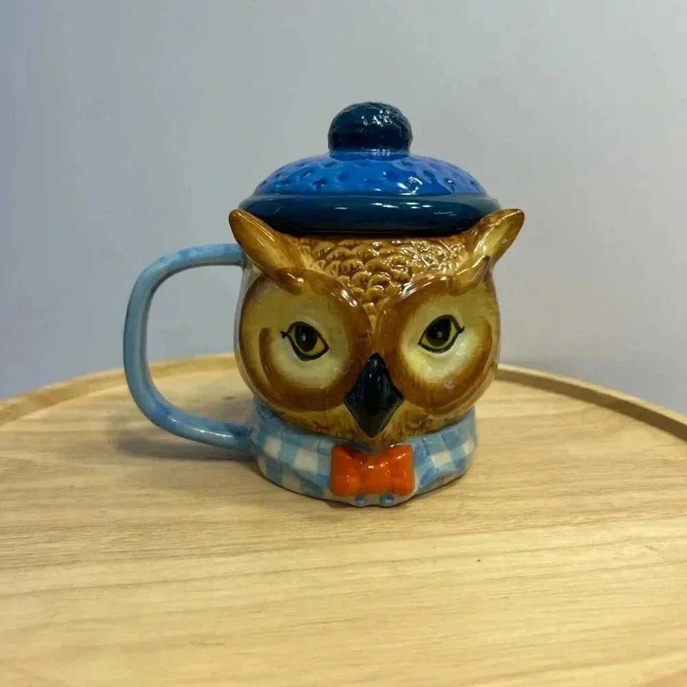 Rachel Kozlowski Artist Designer Owl Mug With Lid Top West Elm Dapper Animal - Picture 2 of 10
